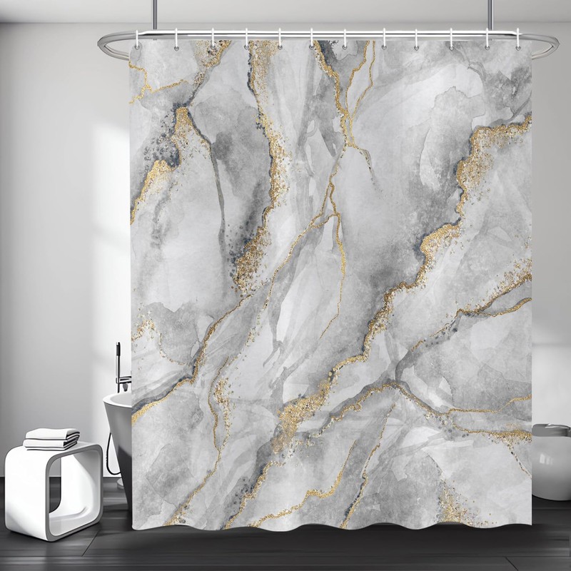 ASDCXZ Marble Shower Curtain 180 x 200 cm, Modern Abstract