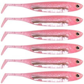 Dr.Fish Paddle Tail Swimbaits, Soft Fishing Lures for Bass Fishing, Freshwater Soft Plastic Baits Swim Shad Bait Minnow Lures Drop Shot 4.75 Inches Pink