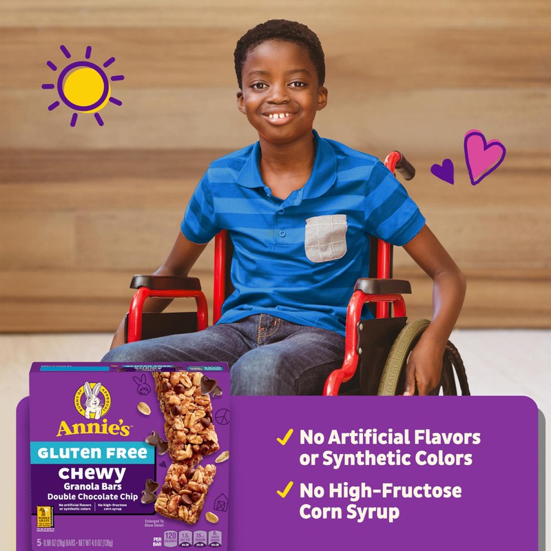 Annie's Gluten Free Chewy Granola Bars, Double Chocolate Chip, 5
