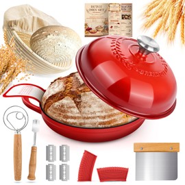 NZQXJXZ Enamelled Cast Iron Dutch Oven Pot, 26cm Cast Iron Casserole Dish with Lid, Non-Stick Dutch Oven for Braising, Stews, Roasting, Bread Baking