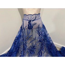 wowfabric4less123 Royal Blue Sequin Embroidered Lace fabric 50” Width 1 Yard