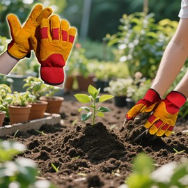 Gardening Gloves for Men & Women, Breathable Leather Work Gloves,Outdoor Working Gloves for Planting,Pruning & Yard Work