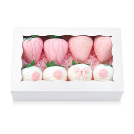 JOHOPACK 20pcs 8x5x2 Inch Cookie Boxes, Bakery Boxes with window Chocolate Covered Strawberries Boxes Treat Boxes for Macaroon Dessert Pastry Muffins