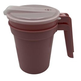28 oz Water/Ice Pitcher with Translucent Lid with Straw Port, Rose, for Elders, Patient Care and Nursing Homes (Pack of 3)