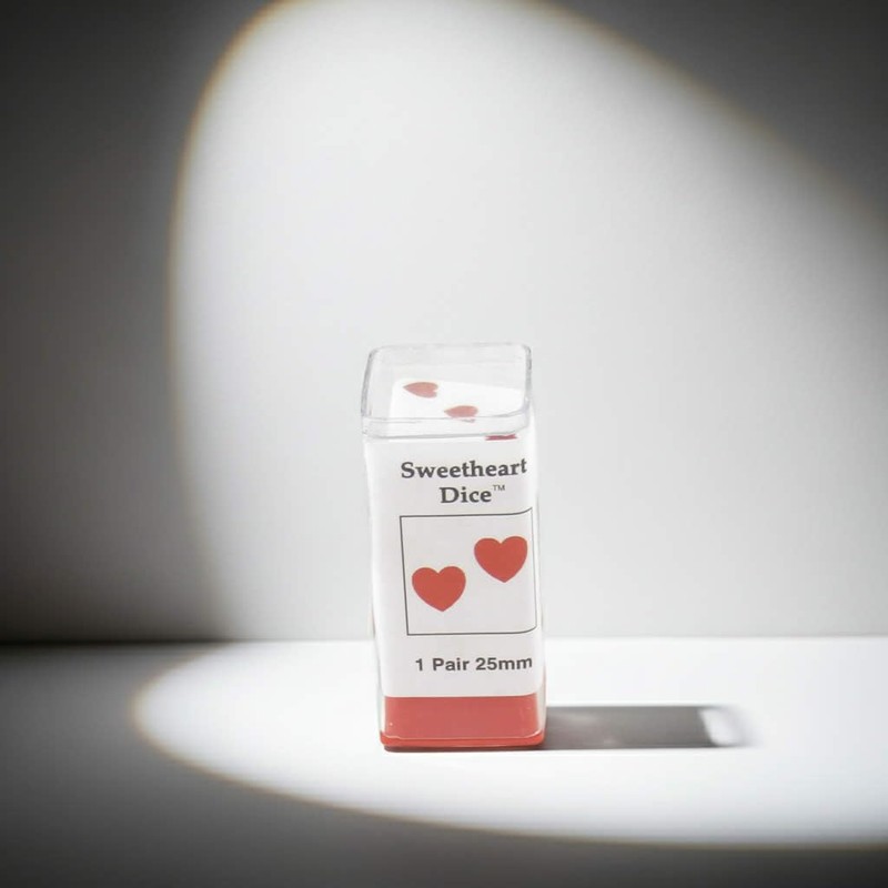 White Sweetheart Dice with Red Hearts D6 25mm (1in) Pack