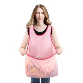 KYSUN Portable Aprons,laundry Apron with Pouch, Sleeveless Laundry Apron With large Pocket, Portable Organizer（Pink）