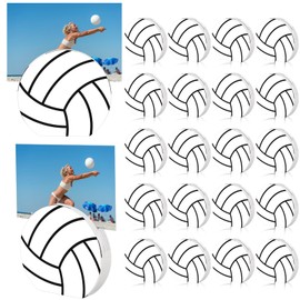 Marspark 20 Pcs Volleyball Place Card Holder Sport Ball Shaped Table Number Holder Wooden Base Picture Clip Memo Stand Photo Display Clip for Tabletop Centerpieces Wedding Birthday Party