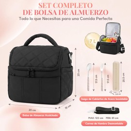 Nasjac Bolsa de Almuerzo Adulto 7L, Lonchera Térmica Portátil para Mujer y Hombre, 5en1 Bolsa Loncheras Gran Capacidad con Cubiertos Incluidos, A Prueba de Fugas para Trabajo, Picnic, Viajes, Escuela