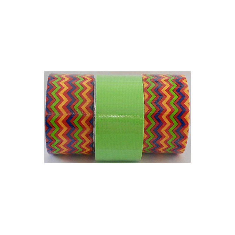3 Roll Duct Tape Bundle - Purple/Yellow-Gold/Red//Green Chevron Stripes and