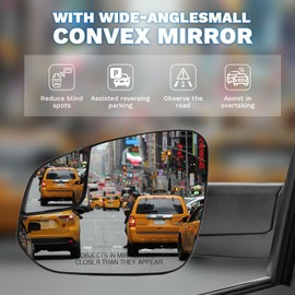 E-Vniko Right Passenger Side Mirror Glass with Blind Spot Compatible with Toyota Rav4 2016-2018 4Runner 14-20 Replacement Heated Chrome Convex Outside Rear View Mirror Backing Plate and Rear Holder