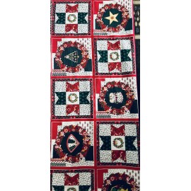 Wamsutta Patchwork Christmas Cheater Stars Tree Wreath 10 Blocks 8.5 SQ Panel