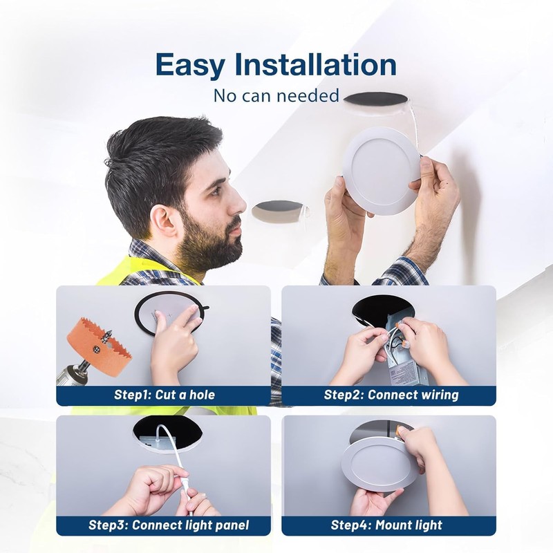 Amico 4 Pack 6 Inch 5CCT Ultra-Thin LED Recessed Ceiling