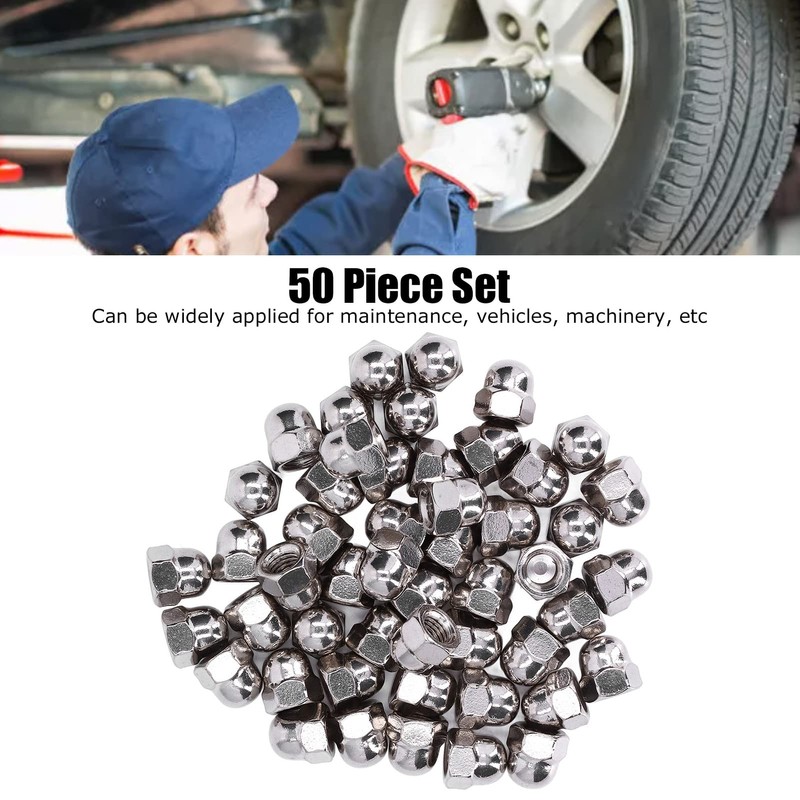 50Pcs Stainless Steel Acorn Cap Nut, Hex Dome Cap Assortment