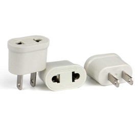 Ytian 3 x Travel Plug Adapter DE/EU Female to US 2-Pin Plug America Canada Japan China Mexico Thailand Taiwan Brazil Philippines etc. 2 Pin Travel Adapter (White)