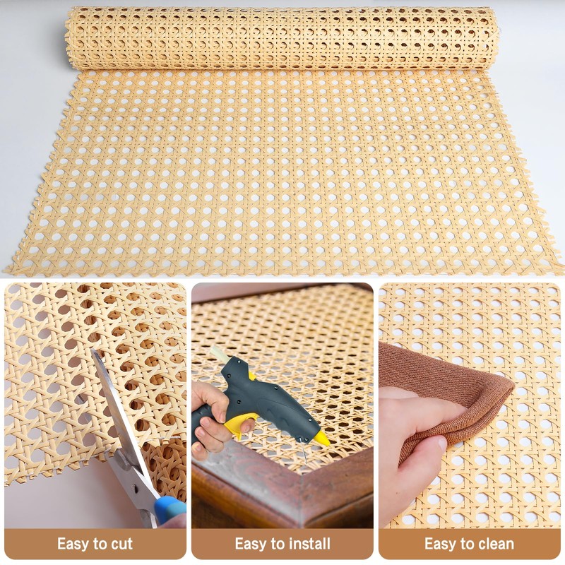 Rattan Webbing Roll, 16 x 118 Inch Woven Open Rattan