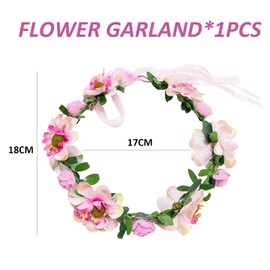 1pcs Pink Flower Hair Accessories, Flower Crown Headband, Flower Wreath Headband, Boho Headpiece, Suitable For Girls Birthday Wedding Holiday Hair Accessoriesng holiday hair accessories