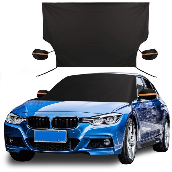 DUNCHATY Windshield Snow Cover for Ice and Snow Windshield Cover with Side Mirror Covers and Auto Magnetic Car Cover Frost Guard Summer Windshield Sun Shade (81 x 45 in) Fits Most Cars SUV/Truck