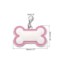 MECCANIXITY 2 Set Pet ID Tags Bone Shape, 45x30mm Metal Personalize Engraved Both Sides Blank Tags Stamping Pet Supplies Engrave Name Number for Pet Dog ID Tags, Pendant Decoration (Pink)