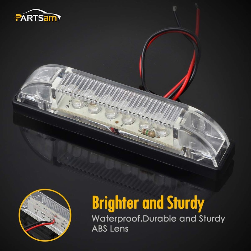 Partsam 6Pcs 4 Inch Marine Boat RV Slim Line Clear
