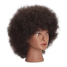 Training Head Cabeza De Maniqui Entrenamiento Cabello Natural Negro 25.4cm