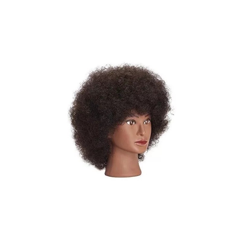 Training Head Cabeza De Maniqui Entrenamiento Cabello Natural Negro 25.4cm