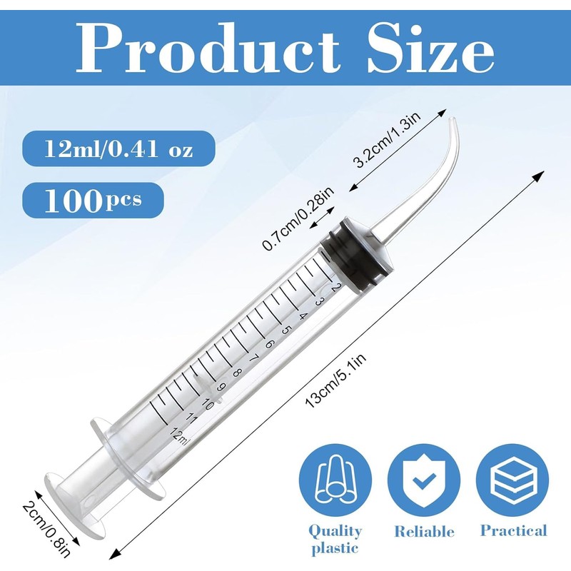 4 Pcs Dental Irrigation Syringe - 12ml Oral Syringes with