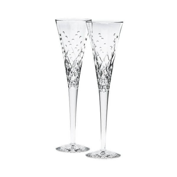 Waterford Happy Celebrations Crystal Flute Glasses, Set of 2