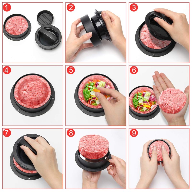 Luxiv 3 in 1 Burger Press, Hamburger Patty Maker Stuffed