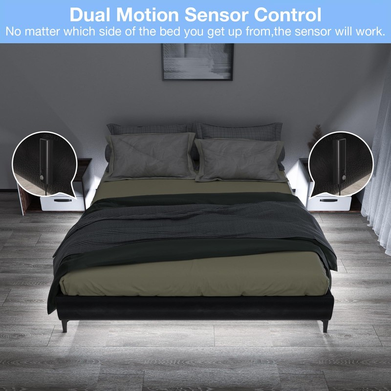 WOBANE Dual Motion Sensor Light Strip, Rechargeable 16.4ft LED Lighting,