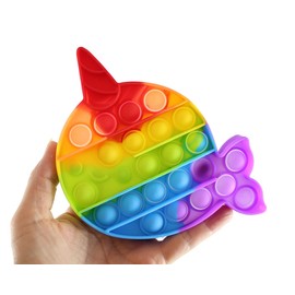 Set of 2 Rainbow Narwhal and Turtle Bubble Pop Fidget Toy - Ocean Sea Animal Silicone Push Poke Bubble Wrap Fidget Toy - Pop the Bubbles Down Then Flip it over and Do it Again - Sensory Stress Toy OT