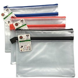 6 X A5 Twin Pocket Tuff Bag School Waterproof Storage Strong Pencil Pen Case Zip Wallet (240x 190mm) by ARK