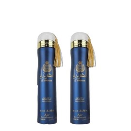Pack of 2-Al Dirgham Limited Edition Air Freshener, 300 ml, Royal Blue with Gold Tassel, Arabic Design
