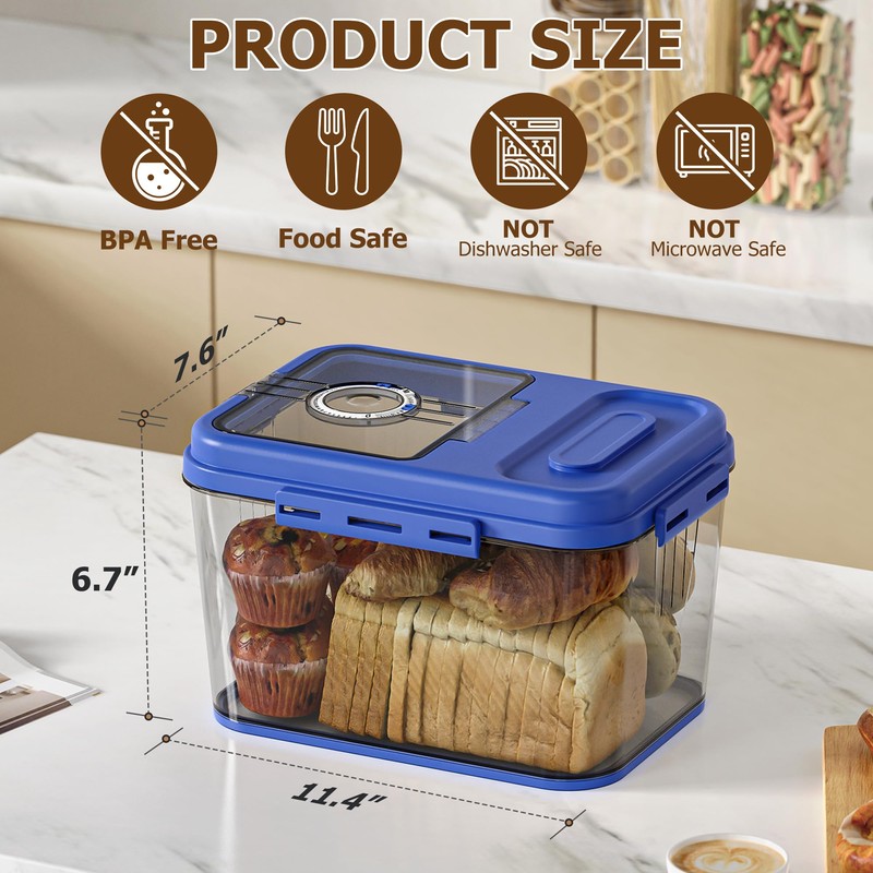 Olimingse Bread Box For Kitchen Countertop, Airtight Bread Storage Container,