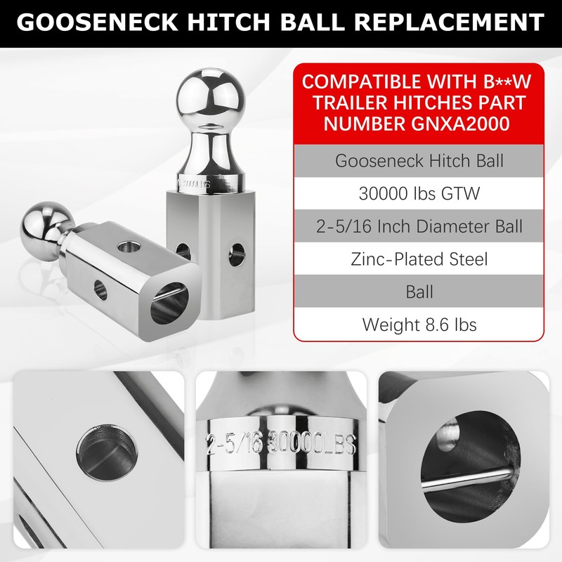 Gooseneck Ball Hitch GNXA2000 2-5/16" Replacement Compatible with B-W Trailer