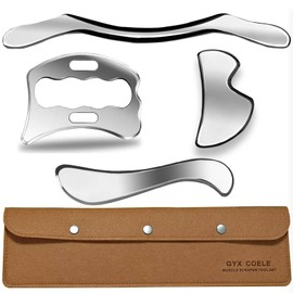 GYX COELE 4 in 1 Muscle Scraper Tool Set, IASTM Physical Therapy Massage Tools with Storage Case, Gua Sha Massage Scraper Scraping Tool Physical Therapy (4PCS Set)