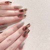 Amber Gold Foil Smudge Nails 24 Pcs French Full Cover