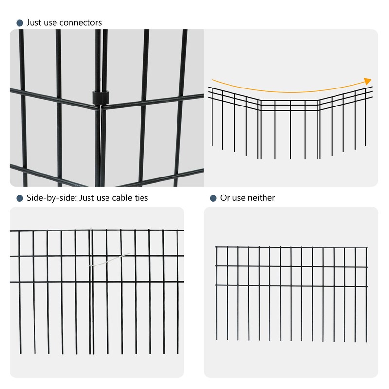 confote 24"x15" No Dig Animal Barrier Fence, 10 Pack Black