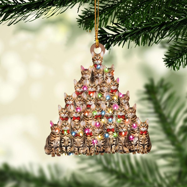 Talataca Bengal Cat 2D Flat Christmas Ornament, Bengal Cat Christmas