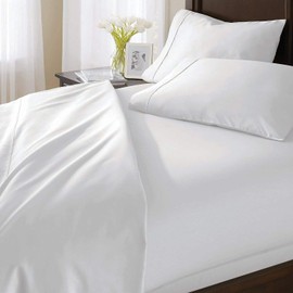 Waterbed Sheets Super Single Size 600 Thread Count 100% Cotton 15 Inches -Deep Pockets- Attached Waterbed Sheet Set- 4 Piece - Hotel Luxury Bed - Extra Soft -White Solid Bed Sheets -Super Single