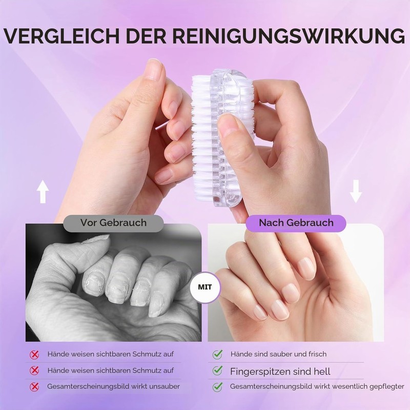 MelodySusie 3-Piece All-in-One Nail Brush Set for Manicure and Pedicure