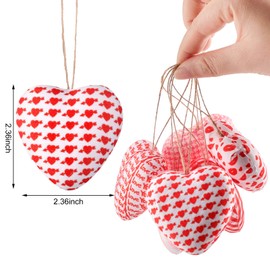 18 Pieces Fabric Wrapped Balls Heart Hanging Ornament Valentine's Day Love Pendant Decorative Balls Valentine's Day Hanging Pendants Heart-Shaped Decoration For Christmas Valentine's Day Holiday Party