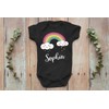SpecialMe® Baby Bodysuit with Name Print Motif Rainbow Cloud Heart