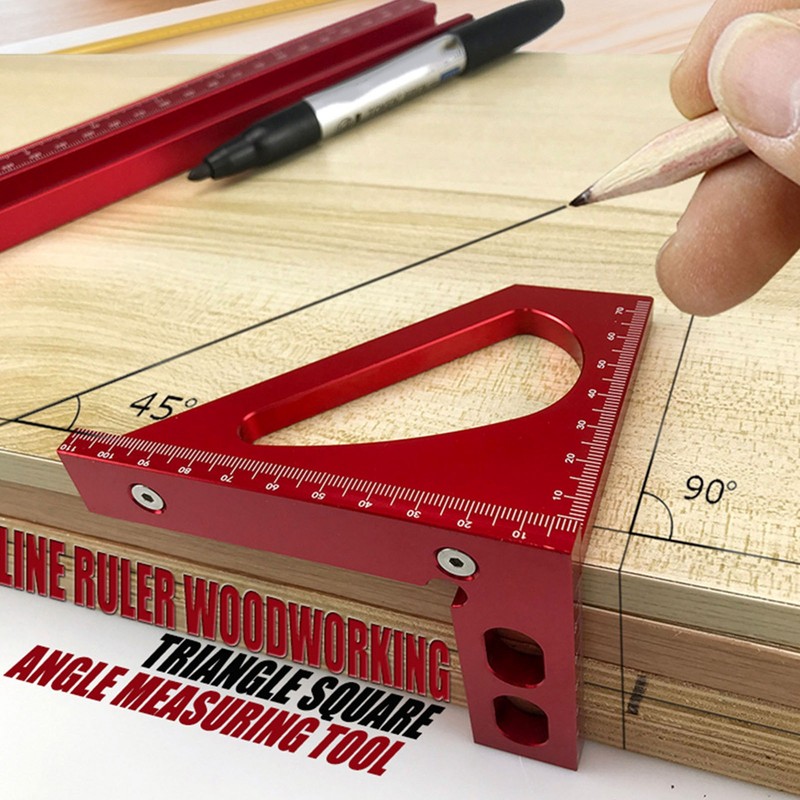 3D Mitre Angle Ruler Aluminum Alloy Professional Red 45 Degree