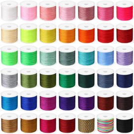 Timgle 42 Colors Chinese Knotting Cord 55 Yards 0.8 mm Nylon String Cord for Bracelets Nylon Beading Thread for Kumihimo Necklace Beading Dream Catchers Jewelry Making Christmas Ornament Braid Hair