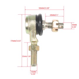 10mm Hand Tie Rod Ball Joint Left Right Compatible with Baja 150ss 50cc 70cc 90cc 110cc 125cc TaoTao Coolster Chinese 4 Wheeler ATV Quad Go Cart Kart Pit Dirt Bike Parts