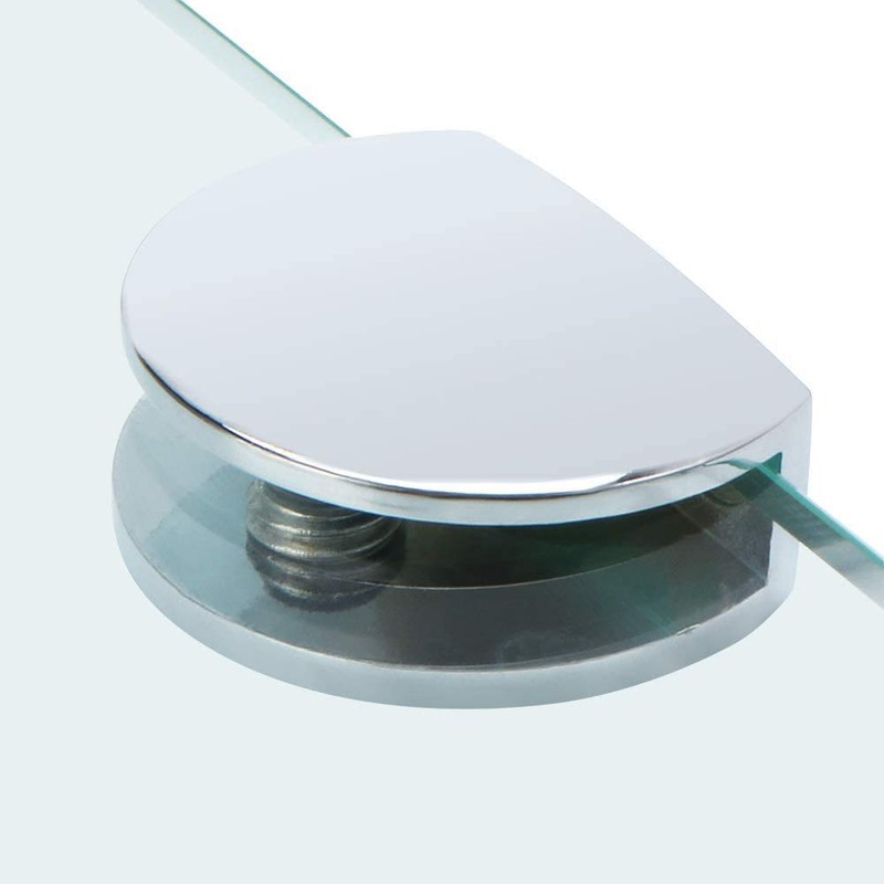 2 x Frameless Rectangular Adjustable Glass Brackets for Heavy Duty