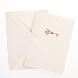 Graphique Key La Petite Presse Boxed Notecards - 10 Embossed and Embellished Gold Foil Vintage Key Blank Cards with Matching Envelopes, 3.25" x 4.75" (L1543CB)
