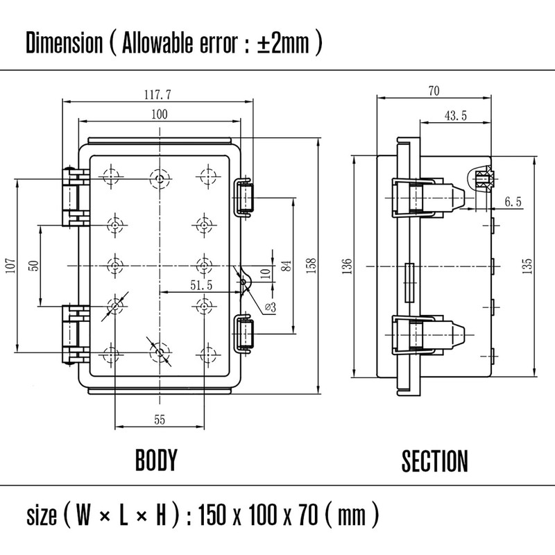 LeMotech Electrical Box, IP67 Waterproof Hinged Clear Cover Stainless Steel