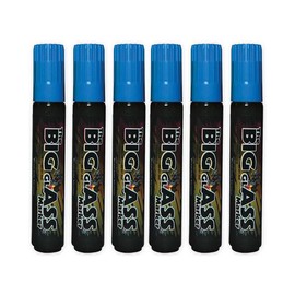 Big Glass Windshield Markers - Water Based Marker with 15mm Tip - Quick-Drying and Rain-Resistant Marker (Blue, 6 Count (Pack of 1))
