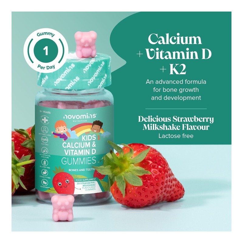 Novomins Kid's Calcium, Vitamin D & K2 30 Gummies